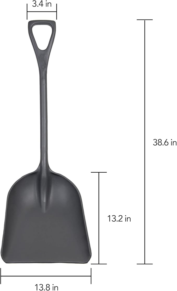 Remco 6982RG Grey Polypropylene Industrial Hygienic Shovel, 26" Blade