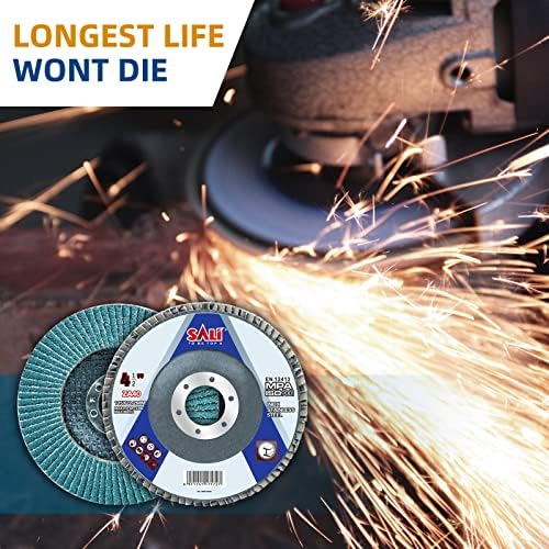 Sali 48 Pack Zirconia Flap Disc 40 Grit 4.5" x 7/8-Inch Sanding Disc Bevel Type #29 Premium and Industrial Grade Angle Grinder Grinding Wheel High Performance Edge Grinding