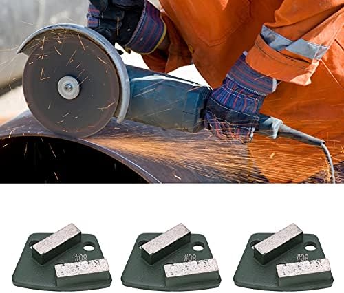 3PCS Trapezoid Grinding Shoes for Concrete - 80# Grit 2-Teeth Diamond Grinding Blocks for Floor Grinders Polishers (Green)