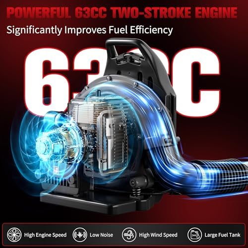 TDH Backpack Leaf Blower,63CC Backpack Blower with 665 CFM & 205 MPH