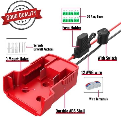 Azocek Power Wheel Adapter 3 Packs Compatible with Milwaukee 18V Battery