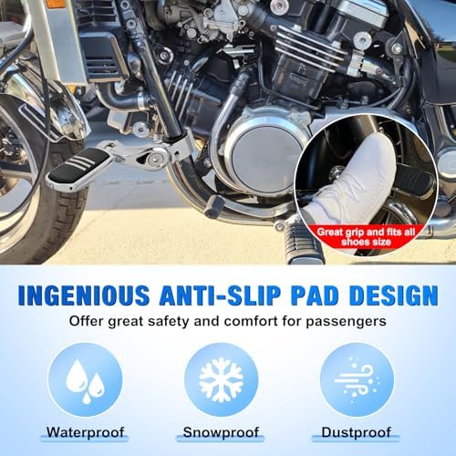 Nilight 1.25" Motorcycle Highway Pegs For Harley Davidson Touring Road King Street Glide Sportster Adjustable 360° Angled Foot Pegs P-Clamp Universal For 1-1/4" Engine Guard Crash Bar Highway Footpegs