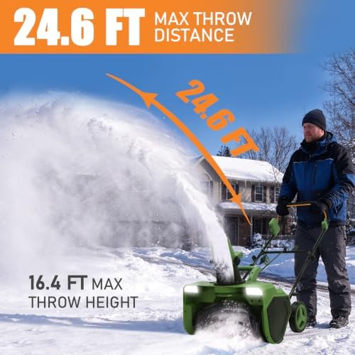 BlueWish 23 Inch Electric Snow Blower, Corded Snow Thrower with LED Lights