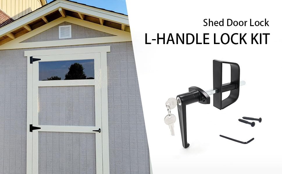 4½" L-Handle Lock kit Shed Door Lock with samed Keys and Screws for Playhouse & Chicken Coop Door Lock 4-1/2“ L-Handle 1kit