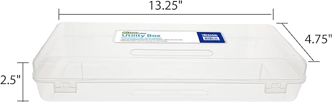 BAZIC PRODUCTS Clear Ruler-Length Utility Box, 13 3/8 x 5 3/8 x 2 1/2 in, for School Office Supplies