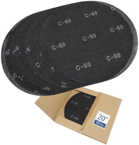 HUAALIUCHE 20" Sanding Screen Discs - Mesh Floor Sanding Screen - Black Silicon Carbide - for Wood Floors (10 Pack, 60 Grit)