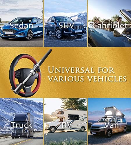 Tevlaphee Steering Wheel Lock, Car Lock Anti Theft Keyless Extendable Retractable Password 5 Coded Combination Lock, Heavy Duty Universal Fit (Black)