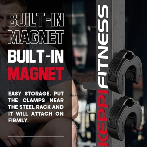 Keppi Fitness Olympic Barbell Clamps 2 Inch Magnetic Anti Slip Grip