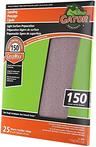 Gator CeraMax 9" x 11" Ceramic Sanding Sheets, 150 Grit, 25 Pack