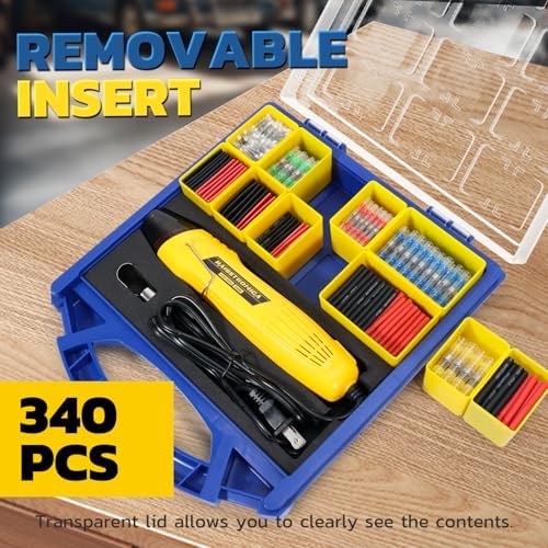 haisstronica Solder Seal Connectors and Tubing Kit, Mini Heat Gun, 340PCS