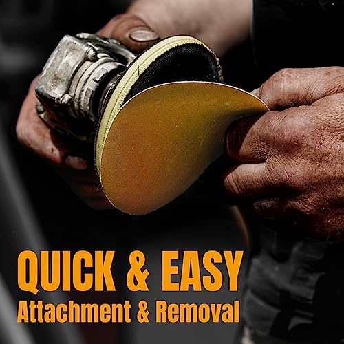 POWERTEC 100 PCS 150 Grit - 5 Inch 8 Hole Hook and Loop Sanding Discs, 5" Sanding Pads for Automotive, Drywall, Woodworking with Orbital Sander, Air, and DA Sander (44015G-50-P2)