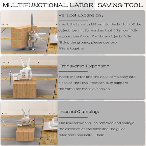 2Pcs Metal Labor Saving Arm Jack, Load-Bearing 440 lb Multi-Function Height Adjustment Lifting Device Arm Tool Lift Wall Tile Locator Door Panel Lifting Cabinet Jack Board Lifter