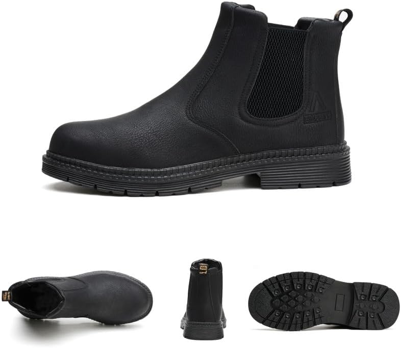 Unisex-Adults Steel Toe Chelsea Boots, Men's Industrial Construction Shoes, Waterproof, Lightweight, Comfortable, Non-slip Safety Boots