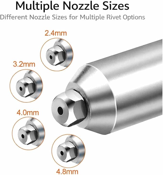 Professional Electric Rivet Nut Gun Drill Adapter Kit,Electric Cordless Rivet Gun Adapter with Removable Plastic Handle, 4 Rivet Heads,Alloy Steel Riveting Tool for Metal & Aluminum Work (1PC)