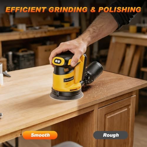Cordless Orbital Sander for Dewalt 20V Battery(Battery Not Included), Brushless 3 Variable Speeds, 7500 to 11000 RPM, Sandpapers With Dust Collector for Woodworking Sanding, Metal & DIY