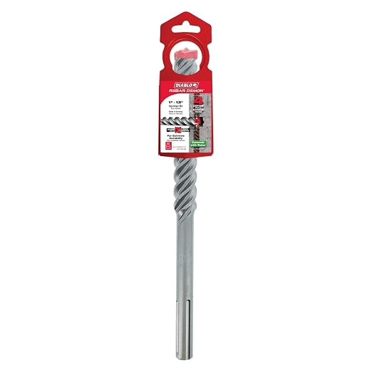 Diablo Rebar Demon SDS-Max 4-Cutter Full Carbide Head Hammer Drill Bit - 1" Diameter, 13" Length, 8" Working Length - DMAMX1210