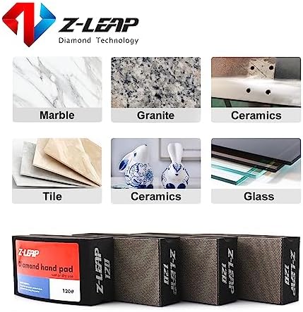 Diamond Polishing Hand Pads Arc Shape Back for Ceramics Tile Porcelain Glass Jade Stone Granite Marble Concrete Grit 120 4Pcs