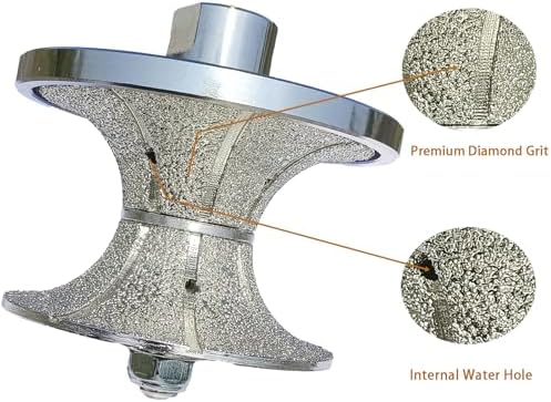 V50 2 inch Diamond Full Bullnose Profile Wheel Diamond Hand Profiler Router Bit Wheel Vacuum Brazed with 5/8-11 Thread for Grinder Polisher Granite Marble Concrete and Countertop Edge Shaping