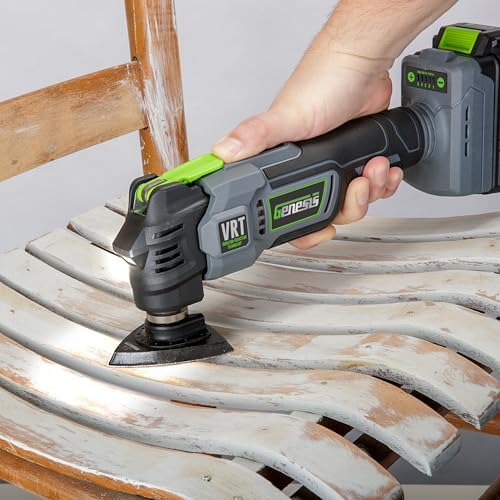 Genesis G20MAX 20V Brushless Oscillating Multi-Tool | 10,000–19,000 OPM | 3.5° Oscillation | Vibration Reduction Technology | 5-Speed Control | Battery & Charger