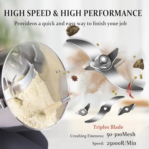 700g Grain Mill Grinder,Stainless Steel Grain Mill for Flour Nut Wheat Corn Spices & Seasonings Dry Grinder Electric Machine Grinder for Kitchen