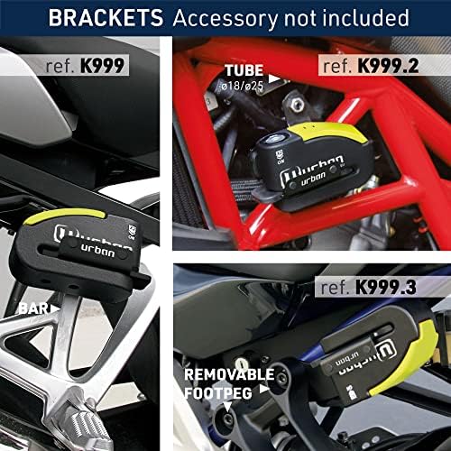 URBAN 999 Approved Motorcycle Disc Lock with Smart Alarm | 120dB, LED, Warning, A+ Sensitivity, X2 ON | SRA & Sold Secure Gold Tested Anti-Theft for Motorbike | 14mm Double Locking, Hardened Steel