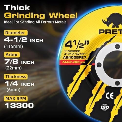 25 Pack Grinding Wheels 4-1/2 Inch for Angle Grinder, Metal Grinding Discs