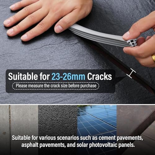 Flexible EPDM Rubber Strip (50 ft Long & 1" Wide) for Concrete Crack Repair and Replacement, Flexible Rubber Expansion Joint Filler, Weather and Aging Resistant for Sidewalks, Driveway