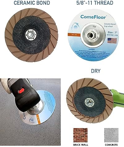 Concrete Grinding Cup Wheel 7 Inch Ceramic Diamond Cup Wheel for Floor Grinding, Fits 5/8"-11 Arbor Angle Grinder (30#)