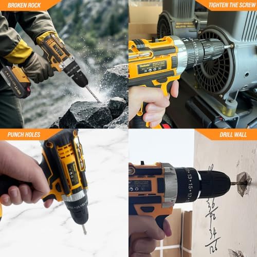 125-Piece Home Tool Set with Drill,21V Cordless Power Drill Tool Box with 2 Battery,Electric Drill Driver Tools Kit for Home Repair and DIY Projects