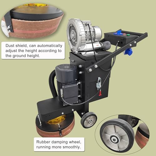 Electric Concrete Floor Grinder Ground Polishing Machine with 20L Vacuum Dust Collector Concrete Surface Grinder 4 Grinding Discs for Old Ground Restoration 220V