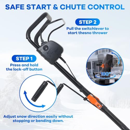 Garvee 40V 20" Cordless Snow Blower, Electric Snow Thrower Machine,Orange