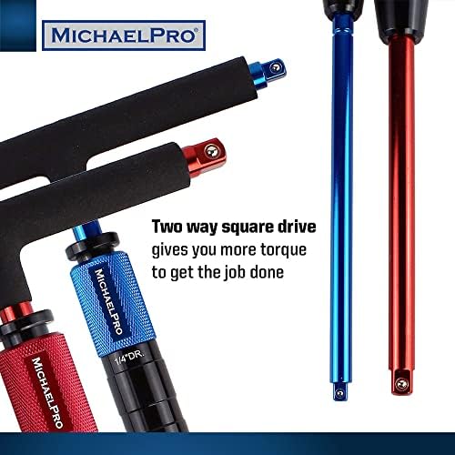 MichaelPro Gift Edition 1/4" & 3/8" Drive 2 Way Speed Adjustable T Handle Wrench Set, Patented Design with Spinner Handle, 3 Level Grip Positions, T Bar Socket Wrench Set, MP009015-XM