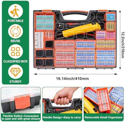 2066PCS Ultimate All-in-One Heat Shrink Solder Seal Wire Connectors Kit: Waterproof Solder Stick Butt Connectors, Heat Gun & Wire Stripper for Automotive, Marine & Electrical Projects Automotive