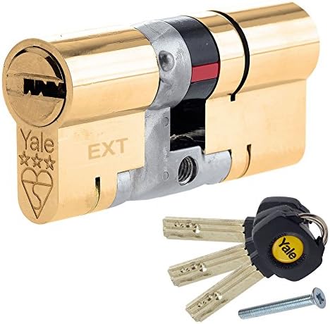 Yale B-YS3-5040B Anti-Snap 3 Star Euro Double Cylinder, High Security, 50:40 (90mm), Brass Finish