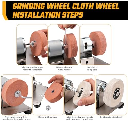Mini Bench Grinder 3 Wheels, Benchtop Polisher Buffer for Jewelry