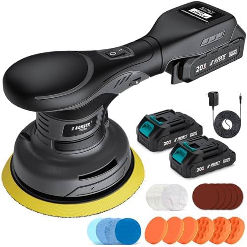 Cordless Car Buffer Polisher Kit, 20V, w/ 2X 2.0Ah & Charger
