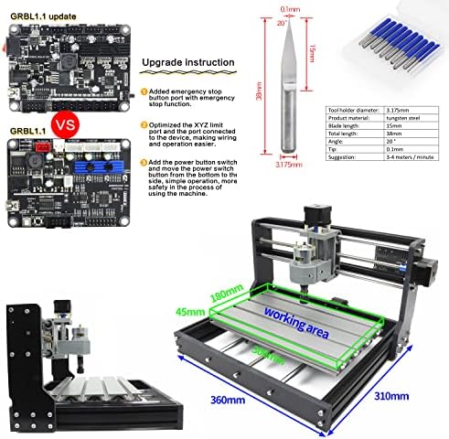 RATTMMOTOR 3 Axis Hobby CNC Router Machine GRBL Control
