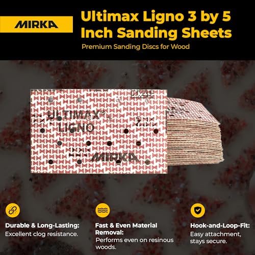 Mirka Abrasive Sheets Ultimax Ligno 3x5 Hook and Loop P220 50 Pack