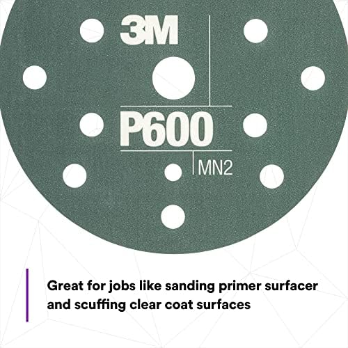 AMAPR 3M Hookit Flexible Abrasive Disc 34405, 6 in, 600+ Grade, 25 Pack, Primer Sanding, E-Coat Sanding