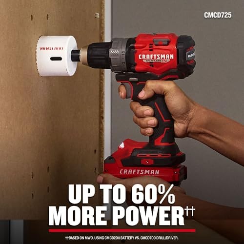CRAFTSMAN V20 Brushless RP 1/2 inch Drill/Driver with 2 speed gear box, 1/4 inch Impact Driver, 2 Batteries and Charger Included (CMCK2530C2)