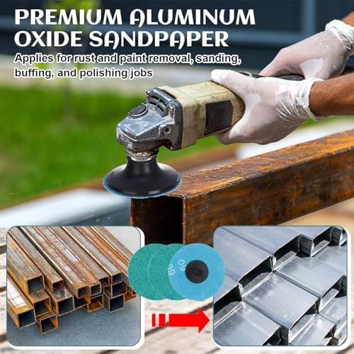 Newwiee 150 Pcs 3 Inch Sanding Discs 60 Grit 3 Inch Twist Lock Grinding Disc Zirconia Quick Change Lock Grinder Sanding Discs for Surface Prep Strip Grind Polish Finish Burr Rust Paint Removal