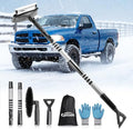 57" Extendable Long Snow Brush with Ice Scraper for Car Truck SUV Van - Soft Squeegee with 270° Pivoting Brush Head for Windshieldand Window - Snow Scraper with Antifreeze Gloves