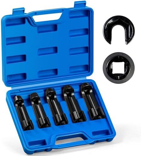 5pcs 12090 Line Socket Set, Fuel Injection Flare Nut Socket 17mm 19mm 21mm 22mm 24mm,Compatible with 12090 Fuel Line Socket Tool, for Audi, VW, BMW, Ford, Cummins Engines