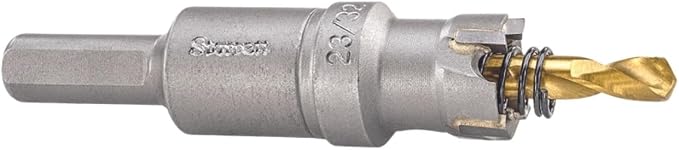 Starrett Tungsten Carbide Tipped Stainless Steel Sheet Metal Hole Saw - Ideal for Stainless, High Alloy Steel, Non-Ferrous Metals, Reinforced Fabrics - 23/32'' Diameter - SM18
