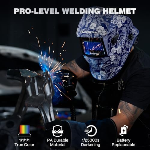 ARCCAPTAIN Welding Helmet Auto Darkening, 1/25000s Response, Shade 4/9-13