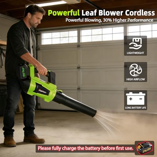 Leaf Blower Cordless - Cordless Handheld Leaf Blower with 21V 2 Rechargeable Batteries, Lightweight Electric Blower for Lawn, Yard, Garden, Patio, Leaves, Dust, Snow Cleaning, 750 CFM 260 MPH