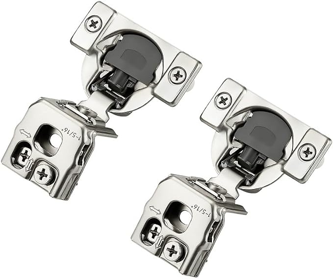 Ravinte 2 Pack 1 Pairs 1-5/16 Inch Overlay Soft Close Hinges for Kitchen Cabinet Satin Nickel Hidden Stainless Steel Concealed Hinges self Closing