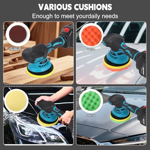 6" Cordless Car Polisher for Makita 18V Battery,6-Speed Orbital Buffer
