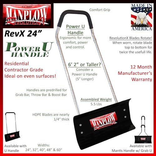 RevolutionX Snow Pusher (MANPLOW RevolutionX with Power U Handle Upgrade, 24")
