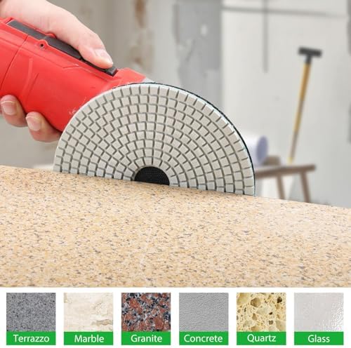 8PCS Diamond Polishing Pads 6 Inch, Wet/Dry Concrete Polish Tools Kit for Drill, Grinder, Polisher, 50-3000 Grit Polishing Set for Marble Granite Quartz Stone